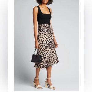 ELIE TAHARI Haidee Animal Print Silk Skirt Bambi Deer Print Size 8 Loud Luxury